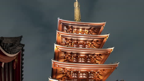 ancient senso-ji temple pagoda at night in asakusa, tokyo, japan