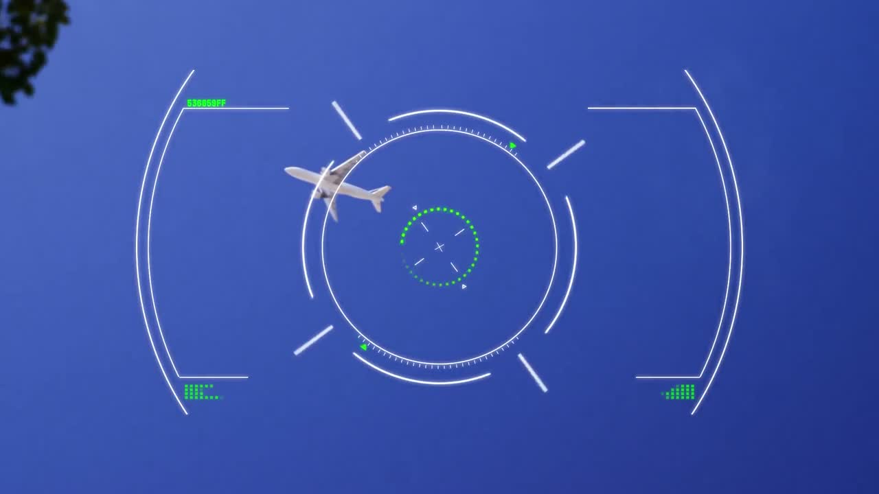 Animation of air traffic control system with aeroplane in background