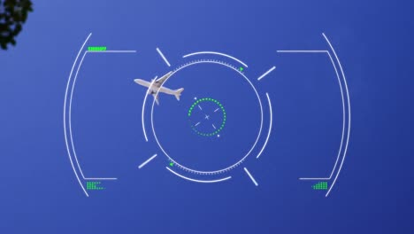 Animación-Del-Sistema-De-Control-Del-Tráfico-Aéreo-Con-Un-Avión-Al-Fondo.