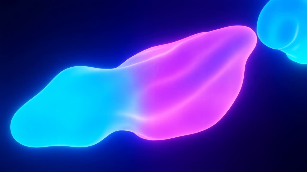 Abstract Neon Liquid Shapes Flowing and Merging on Black Background
