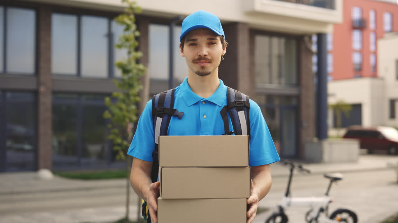 persona de entrega con los paquetes