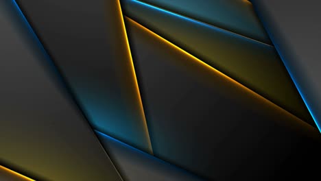 fondo de movimiento negro abstracto con rayas brillantes de neón azul naranja