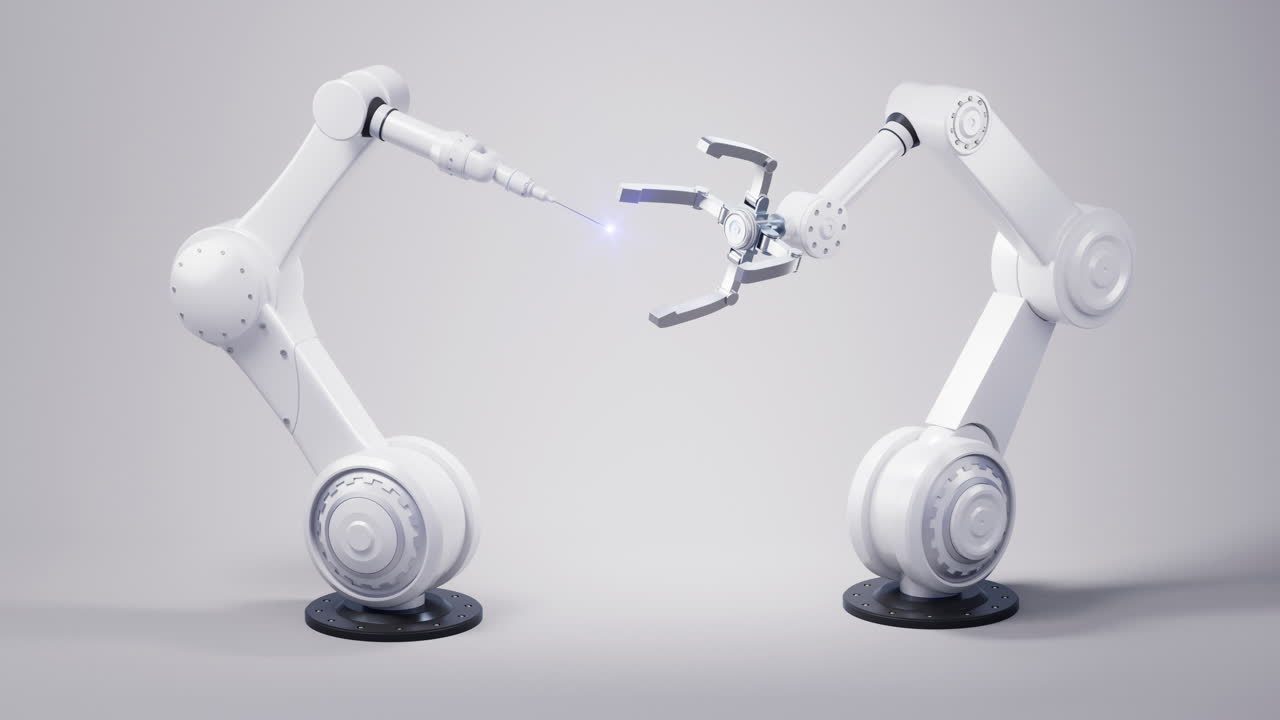 Mechanical arm with white background, 3d rendering.