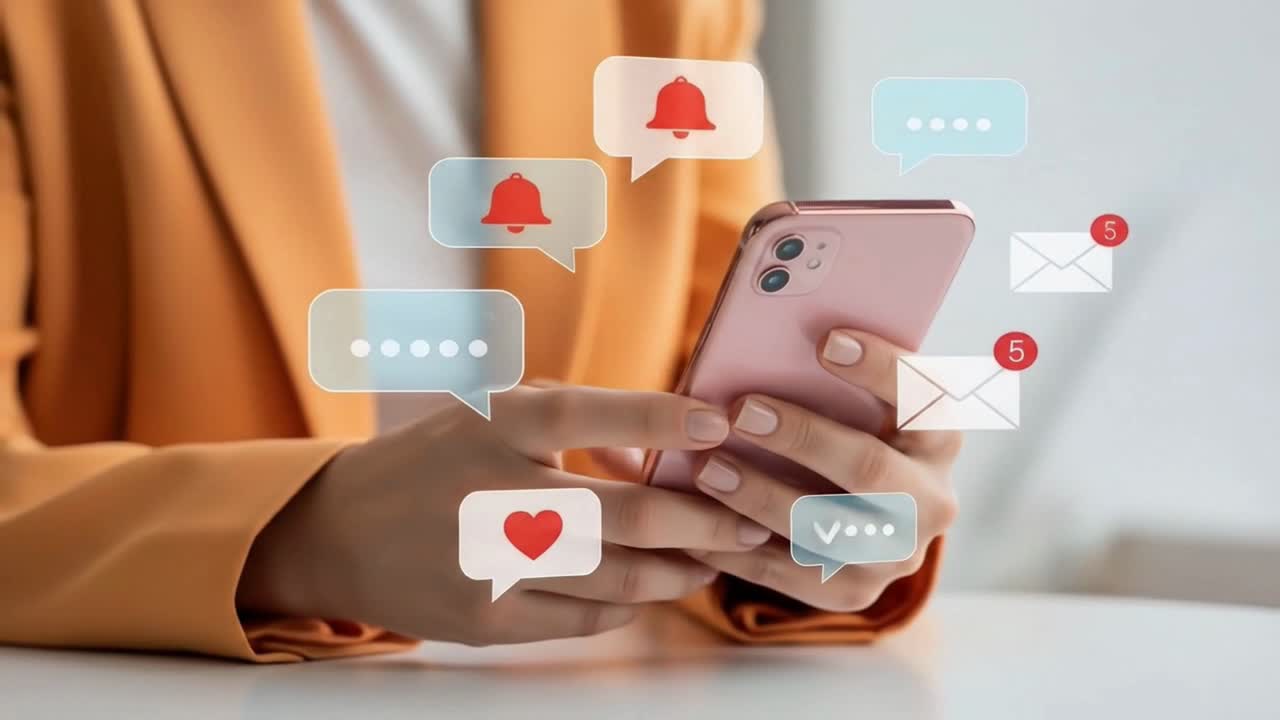 Woman Checking Social Media Notifications on Her Smartphone