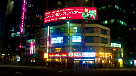 night lapse with japanese neons at south shinjuku slow shutter left panning