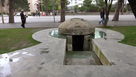 concrete pillbox bunkers are found in downtown tirana albania 1