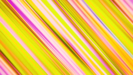 many diagonal neon light rays blink and change color on black background, seamless loop. animation. abstract parallel red, pink, yellow, and green beams moving fast