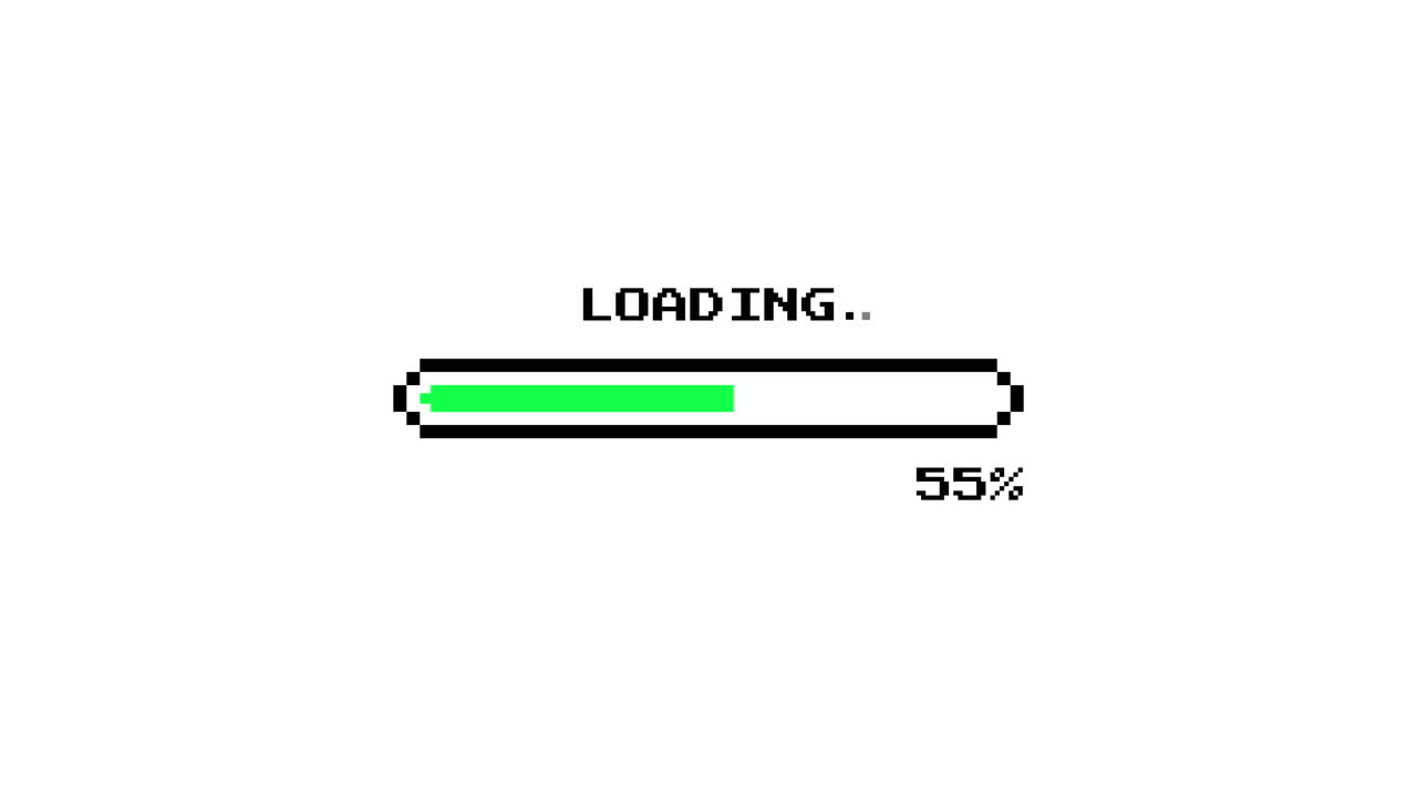 Pixel Art Loading Progress Bar Animation on White Background