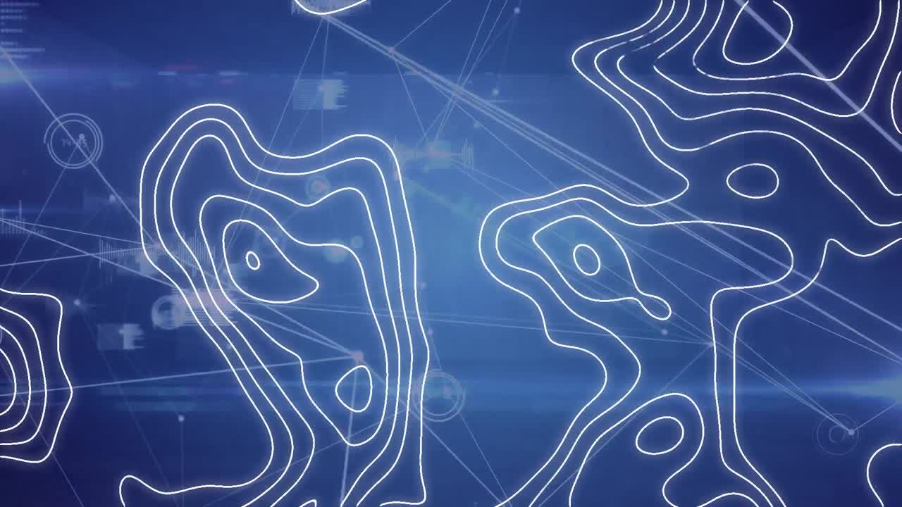 animación de la red de conexiones con líneas blancas en fondo azul