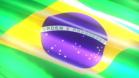 60fps shiny holiday brazil flag  waving, 3d 4k uhd seamless looping animation