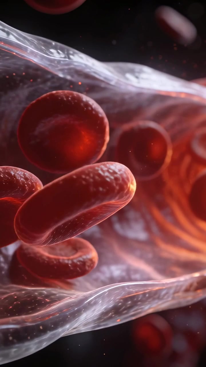 Video verticale: Plasma che scorre spinge i globuli rossi a rotolare lungo la parete di un vaso, con particelle