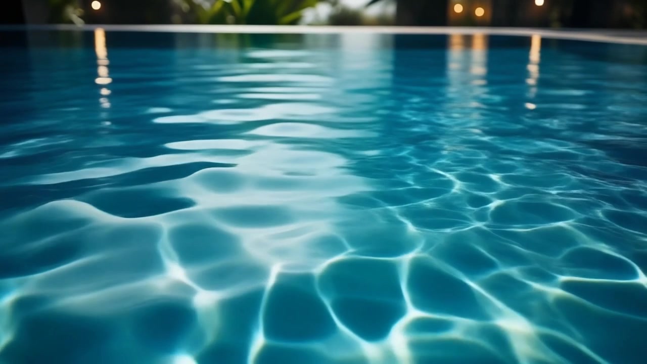 Nahaufnahme von sich kräuselndem blauem Wasser in einem Schwimmbad.