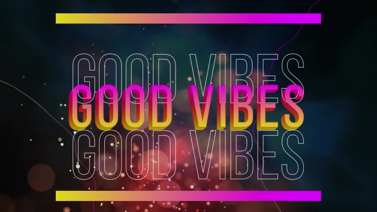 animación de buenos textos de vibraciones entre las barras sobre las bengalas de la lente contra un fondo negro