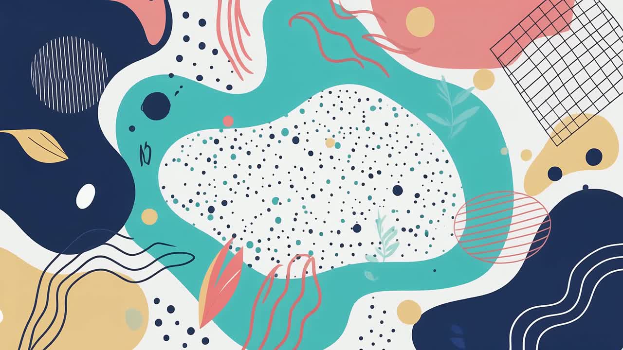 Animated Abstract Background with Colorful Organic Shapes and Dots