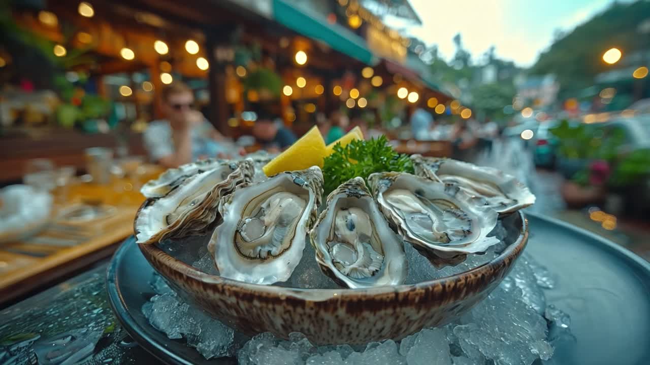 Oysters at an outdoor restaurant