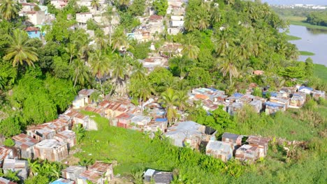 view from above of poverty rural area of dominican republic