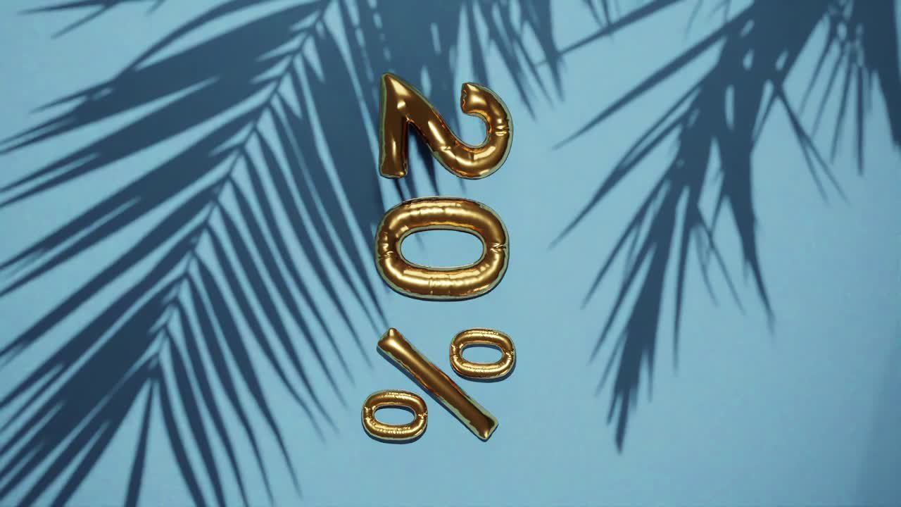 20% de descuento venta en fondo azul con palmera brisa suave, vacaciones concepto de venta de verano ofertas de precios especiales tienda en línea