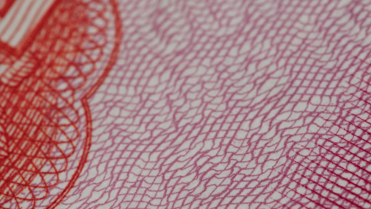 Close-up of Chinese Yuan Banknote Security Features