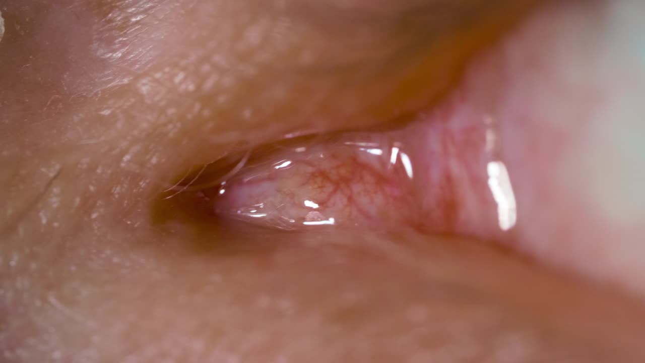 카우카시안 남성 파란 눈의 매크로