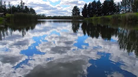 blue lake water simplicity mirror reflection bright scenic cloudy sky