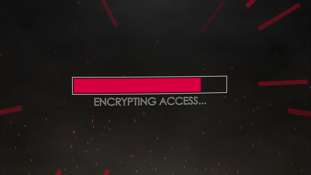 animación de formas en movimiento y barra de carga sobre fondo negro