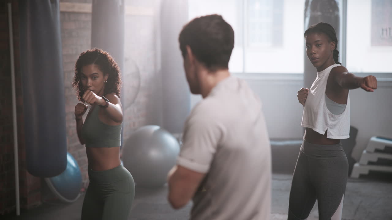 Women training at the gym