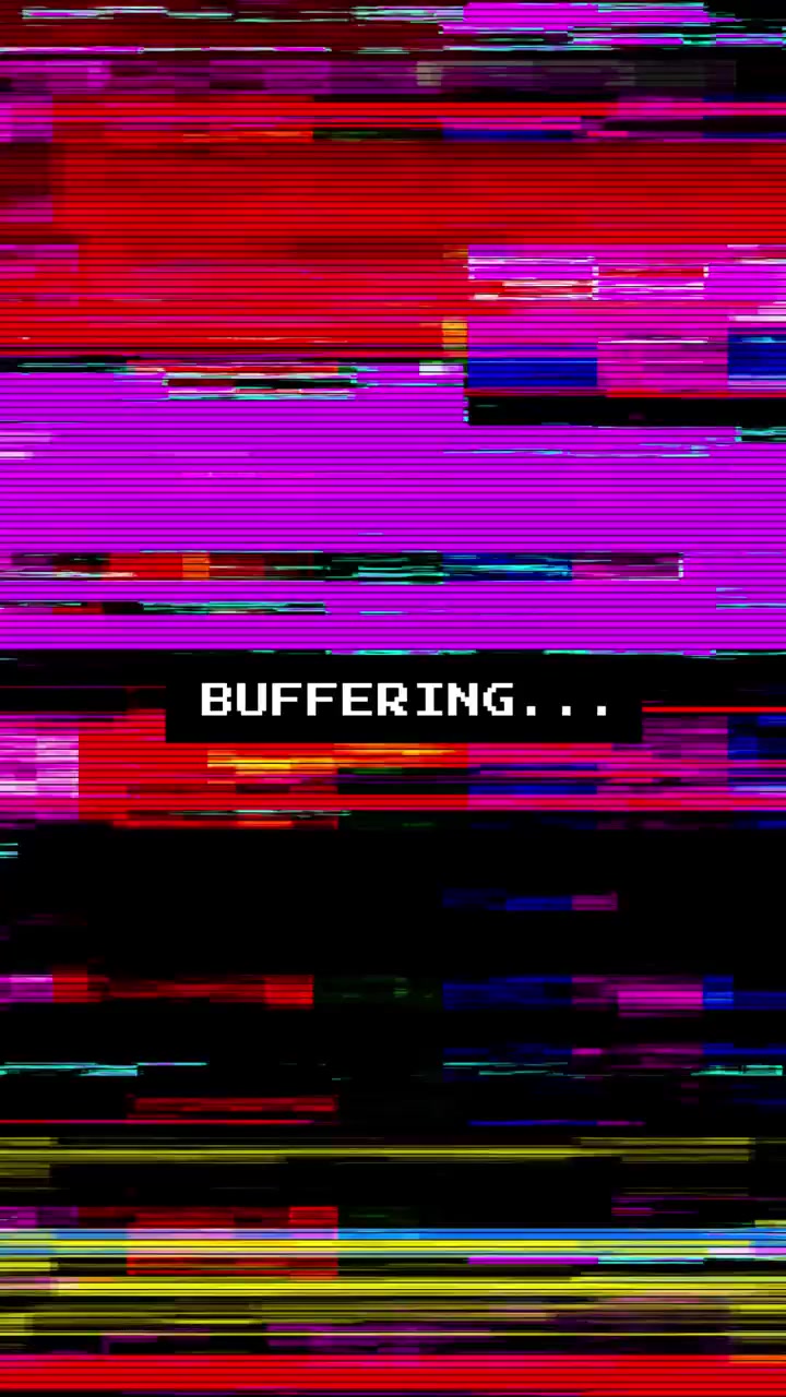 Digital Glitch Effect with Buffering Text Overlay