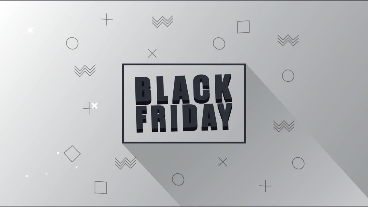 Animasi tulisan Black Friday dalam bingkai persegi