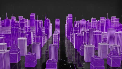 Purple Wireframe City at Night