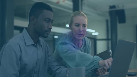 animación de texto de 6g sobre diversas personas de negocios en la oficina
