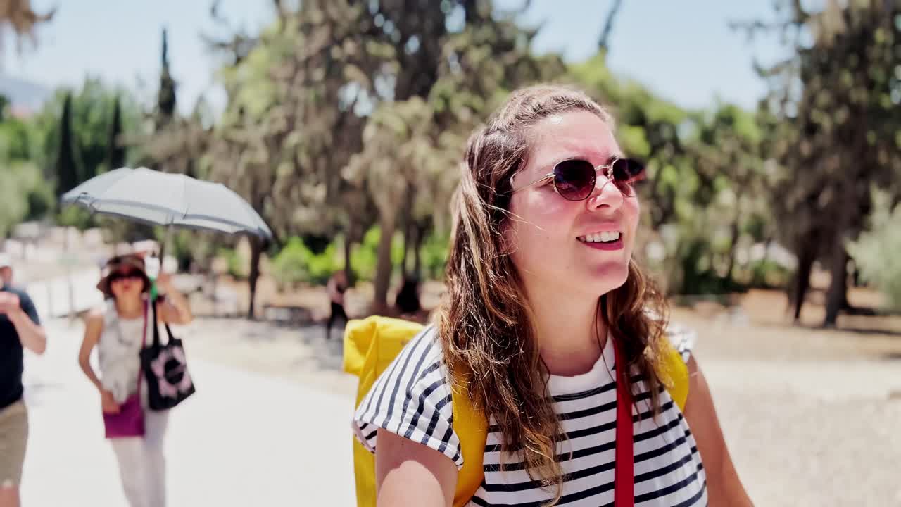 Pensive Woman Enjoying a Quiet Moment in Athens, Greece
