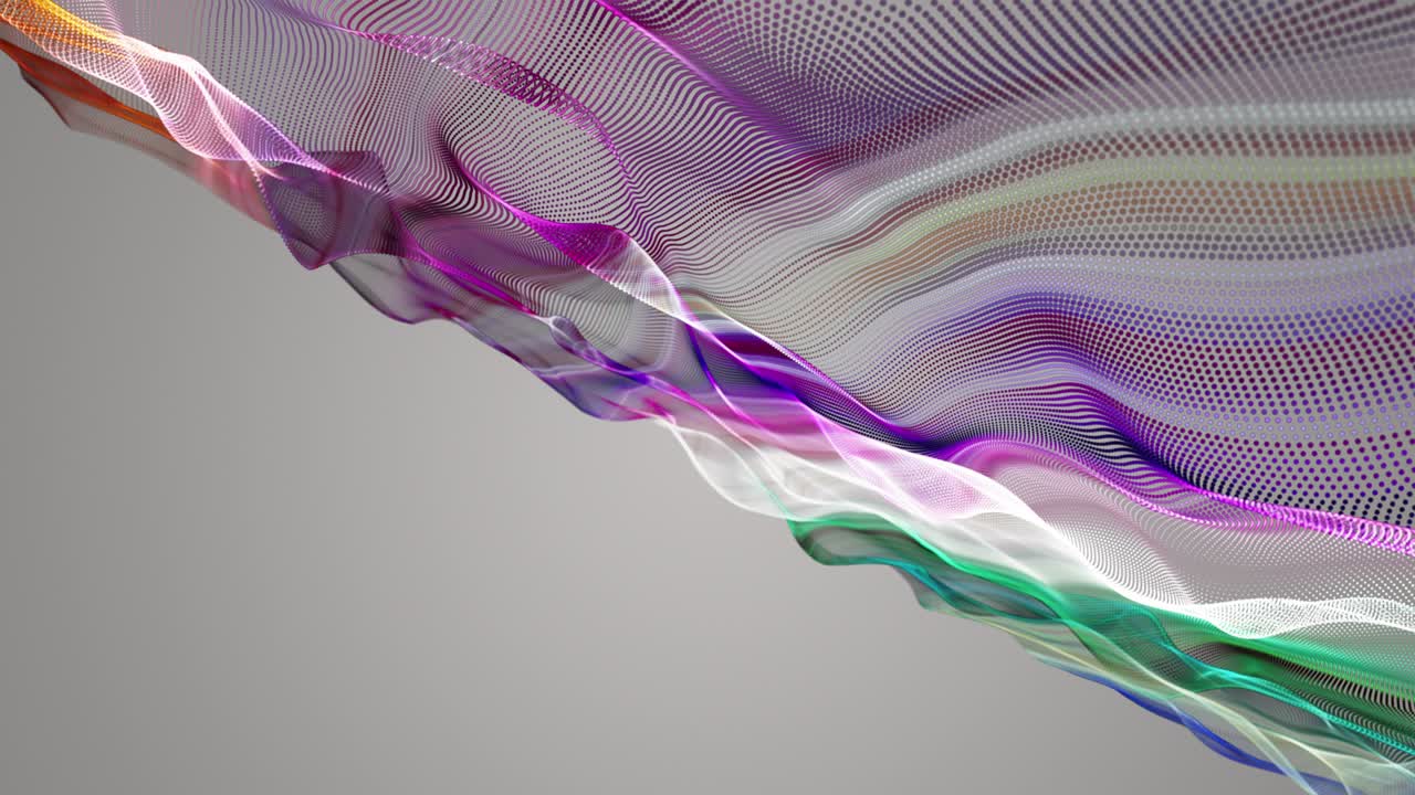 Fantastic animation with particle wave object in slow motion and space for text, 4096x2304 loop 4K