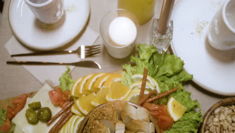 top view of new year eve dinner.