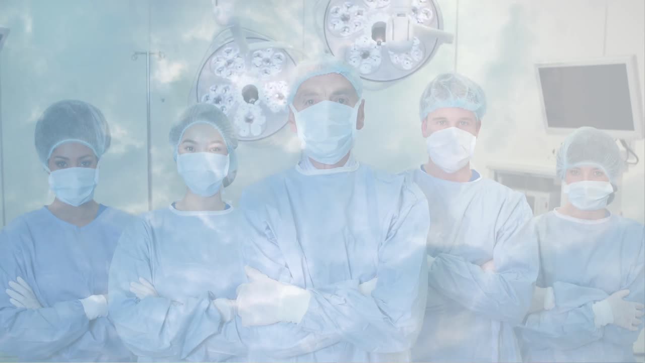 코로나바이러스 코로나19 마스크를 착용한 의료진의 애니메이션