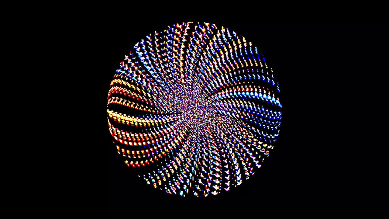animación de giro suave girando coloridas formas de luz parpadeante, sobre un fondo negro