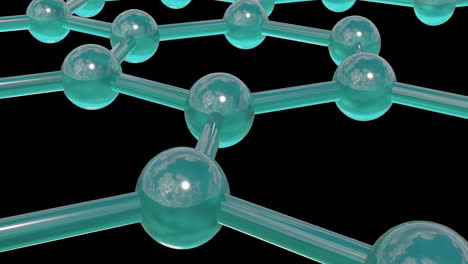 animación de micro 3d de una red de moléculas sobre un fondo negro