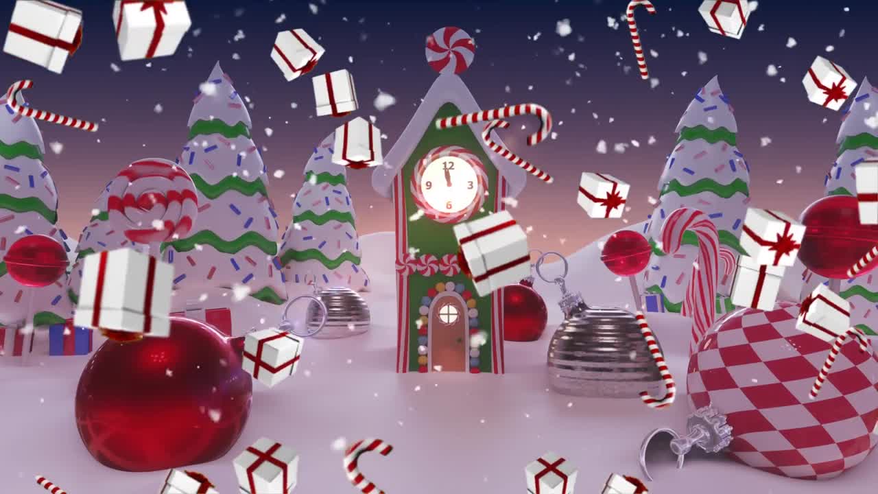 선물 과 사탕수수 가 겨울 풍경 에 있는 보석 들 에 떨어지는 것