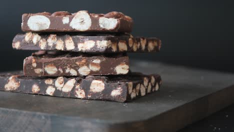 stack of chocolate bars with nuts