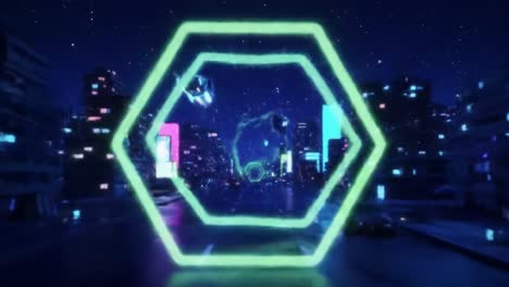 neon cyberpunk city tunnel at night