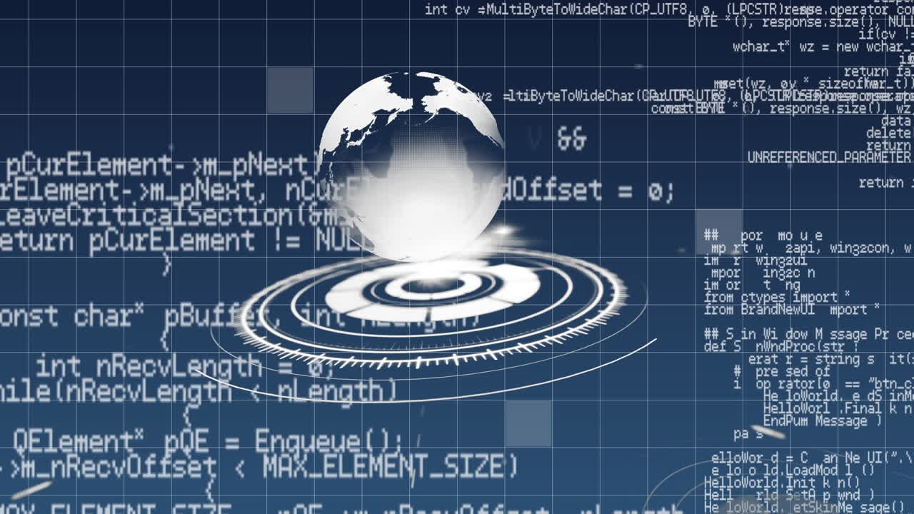 globo digital girando sobre una placa circular