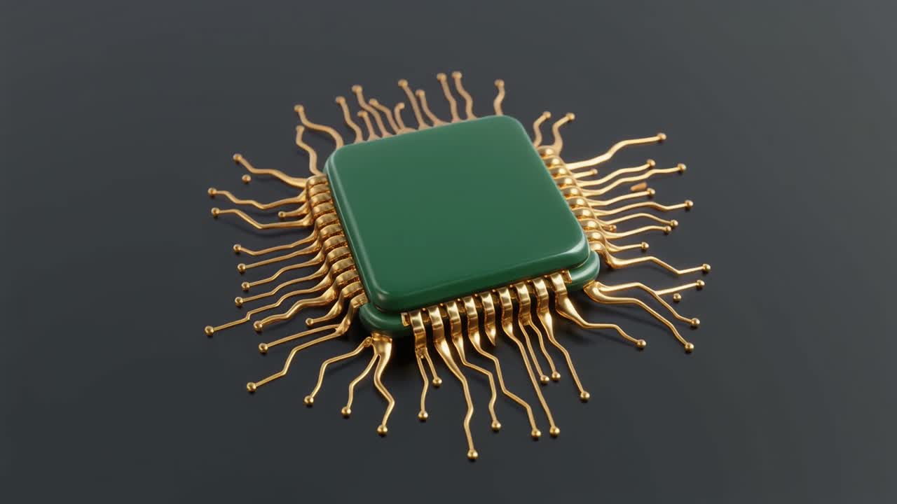 Animated 3D Render of a Computer Chip with Wiggling Pins
