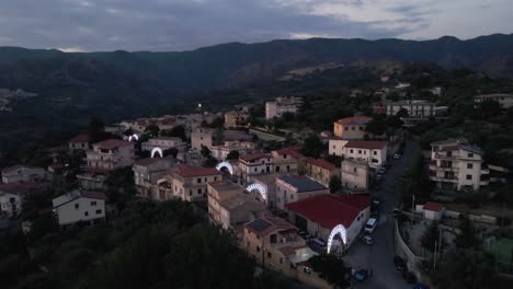 dusk settles on the historic town of martone in calabria, italy