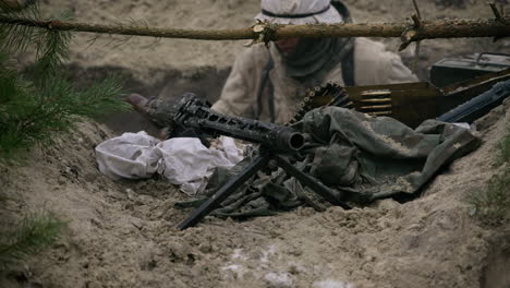wwii machine gun position in a trench
