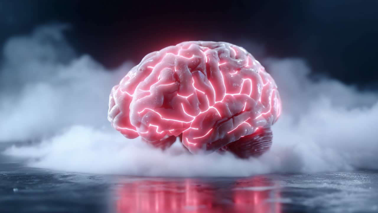 A Glowing Brain Emerging from Mist: Exploring the Depths of Neuroscience and Cognitive Functionality Through Artistic Visualization