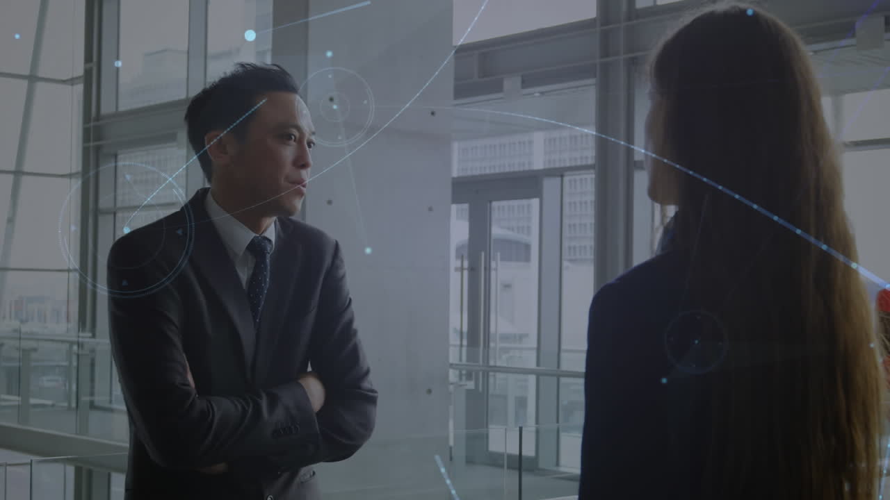 사무실에서 다양한 사업가들과의 연결 네트워크의 활성화