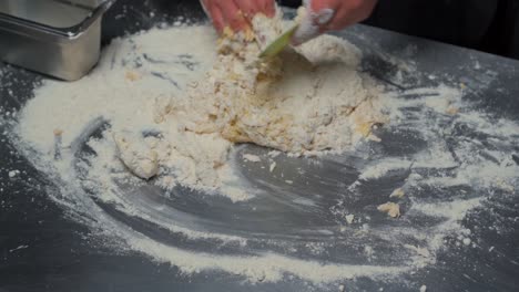 messy dough preparation handmade chef baker for hamburger buns bun flour kneading yeast