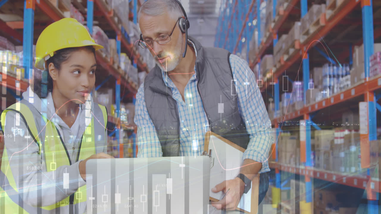 animación del procesamiento de datos sobre las personas que trabajan en el almacén