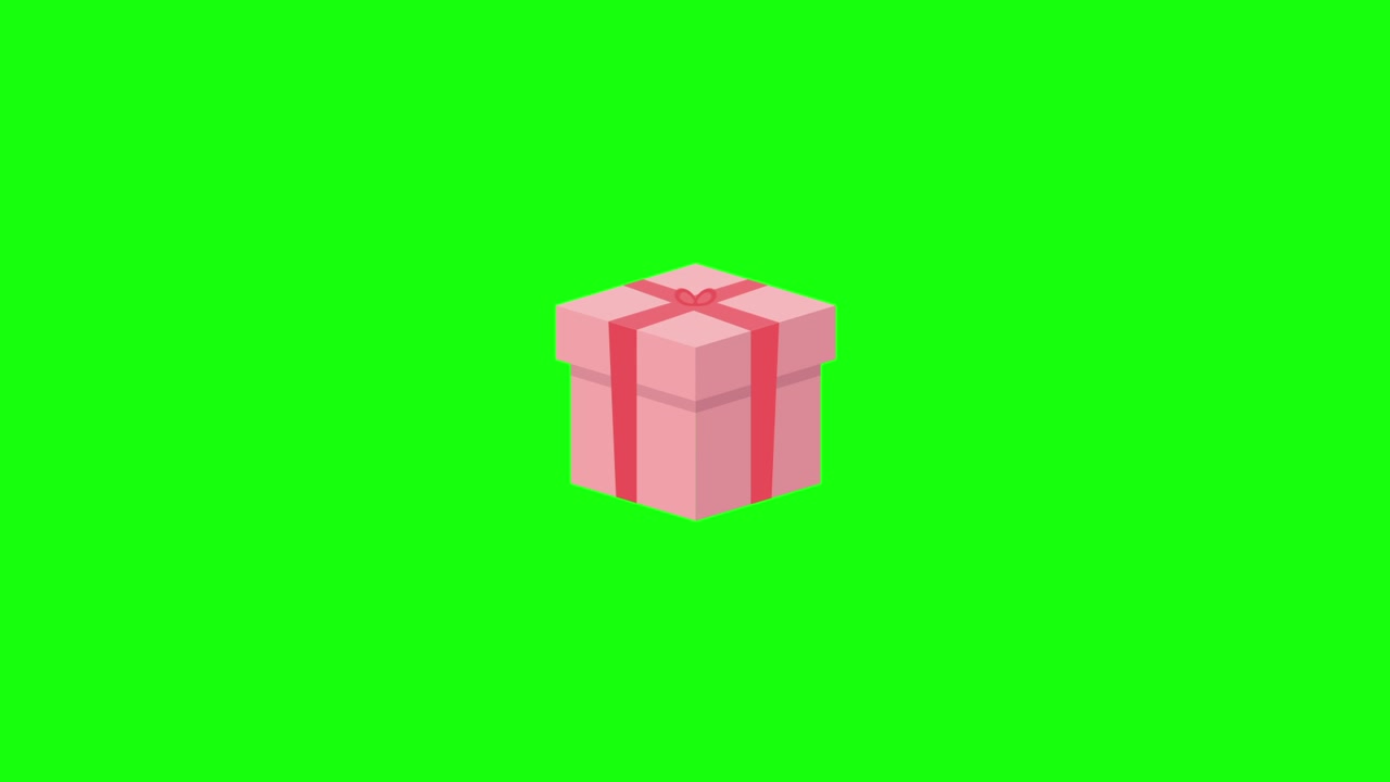 Animazione di scatola regalo rosa con nastro e fiocco