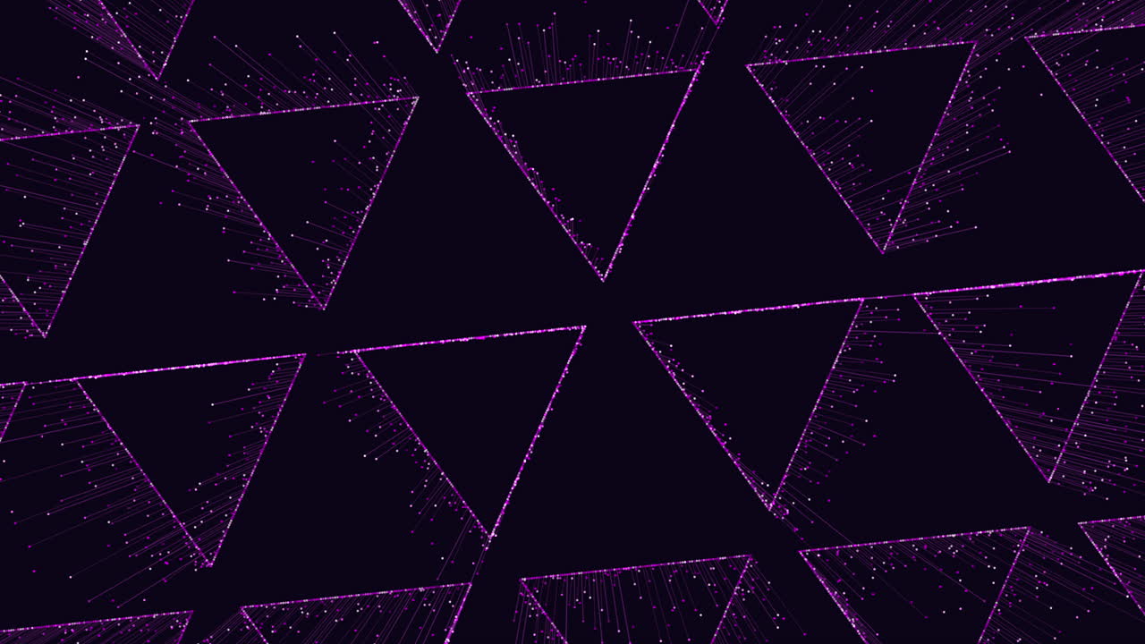 patrón de triángulos de neón futurista con pequeños puntos y líneas de movimiento