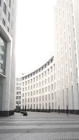 modern white office buildings courtyard